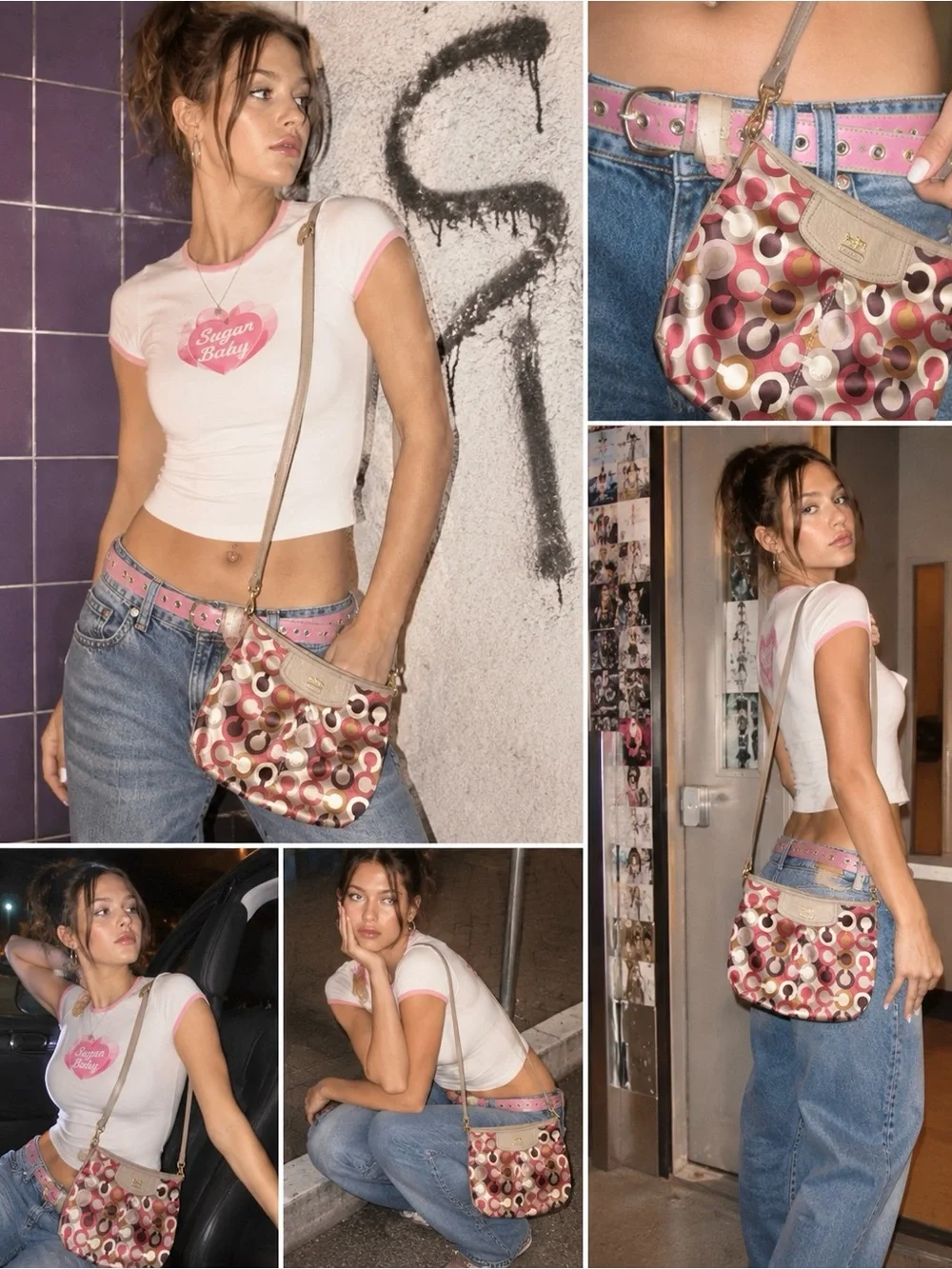 Coach Op Art Signature C Crossbody Bag Y2K Pink Purple